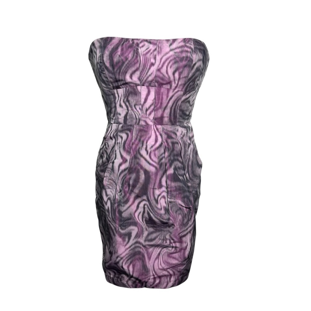 BCBGMAXAZRIA Martina Purple Strapless Bubble Mini Dress SZ 0 Pockets Wedding